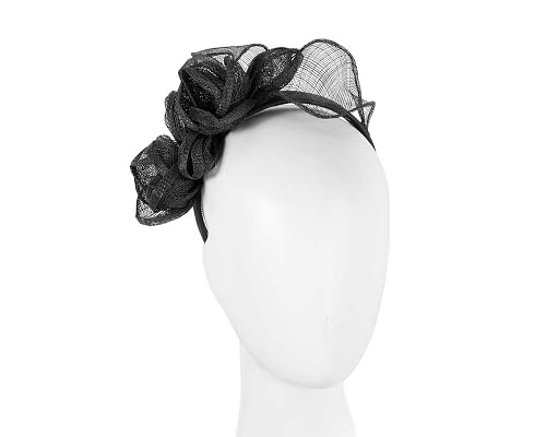 Black sinamay flowers headband Fascinators.com.au