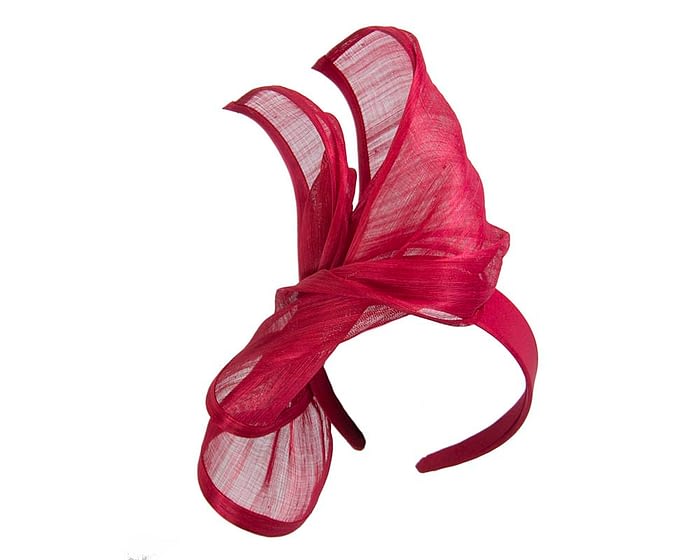 Twisted red silk abaca fascinator by Fillies Collection Fascinators.com.au