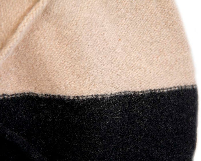 Warm beige and black woolen European Made beret Fascinators.com.au