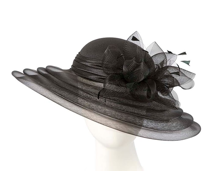 Black mother of the bride hat by Cupids Millinery Melbourne Fascinators.com.au