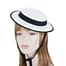 White & black mini boater hat by Max Alexander Fascinators.com.au