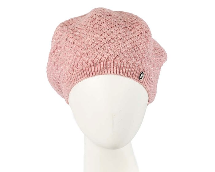 Classic warm crocheted pink wool beret. Made in Europe Fascinators.com.au