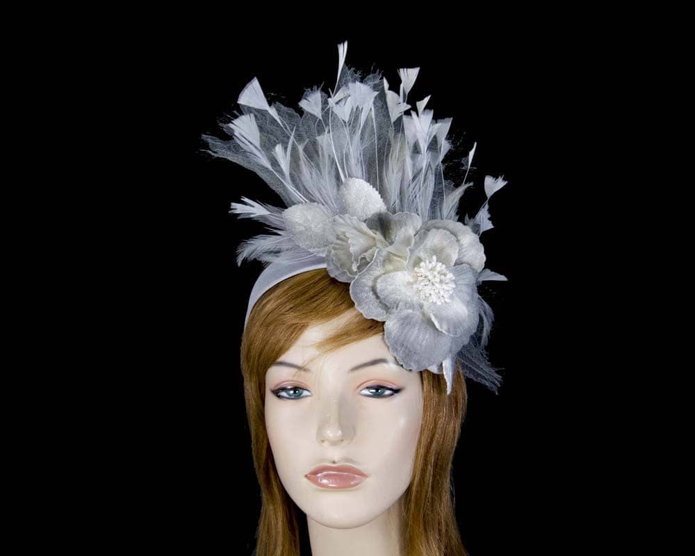 silver feather fascinator