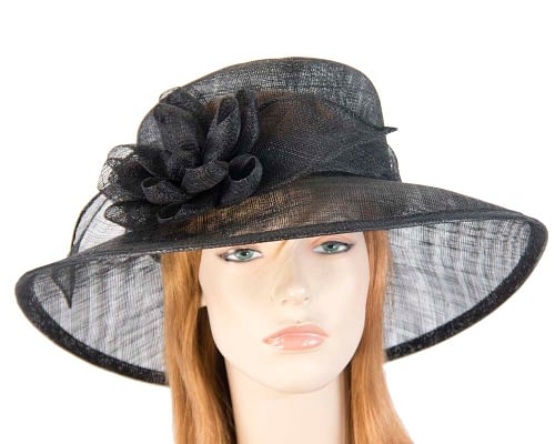 Large black fashion hat Fascinators.com.au