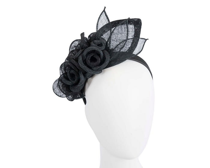 Black sinamay flower headband fascinator by Max Alexander Fascinators.com.au