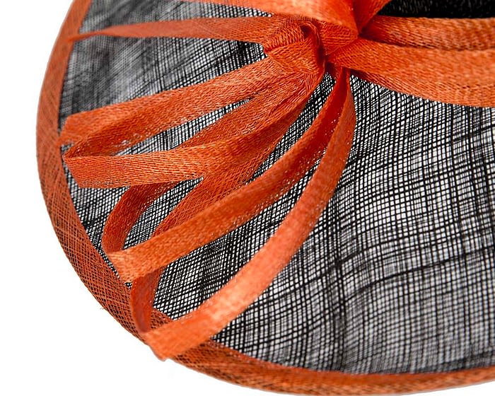 Wide brim black & orange racing hat by Max Alexander Fascinators.com.au