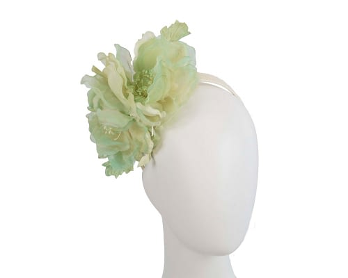 Large light green flower headband fascinator by Fillies Collection Fascinators.com.au