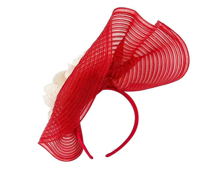 Large red & cream fascinator with roses by Fillies Collection Fascinators.com.au