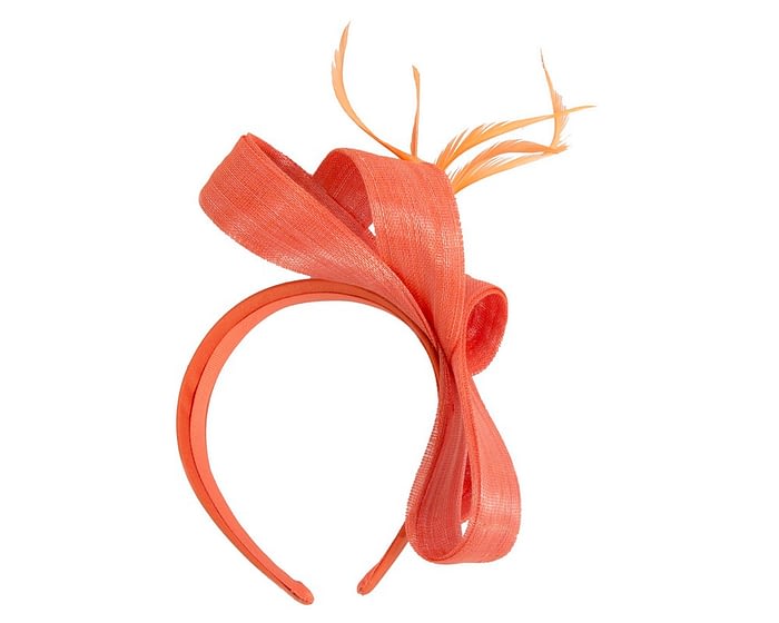 Orange loops & feathers racing fascinator by Fillies Collection Fascinators.com.au