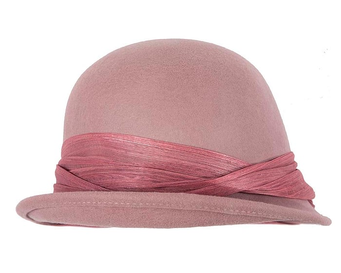 Australian made dusty pink felt bucket hat by Fillies Collection Fascinators.com.au