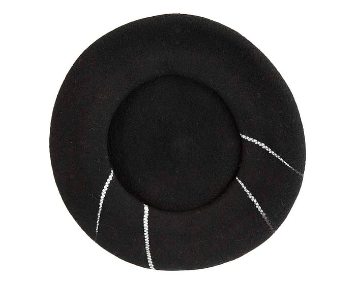 Warm black woolen European Made beret Fascinators.com.au