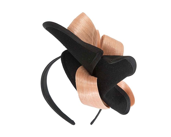 Twisted black & nude winter fascinator by Fillies Collection Fascinators.com.au