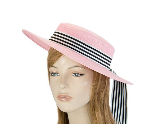Pink boater hat by Max Alexander Fascinators.com.au