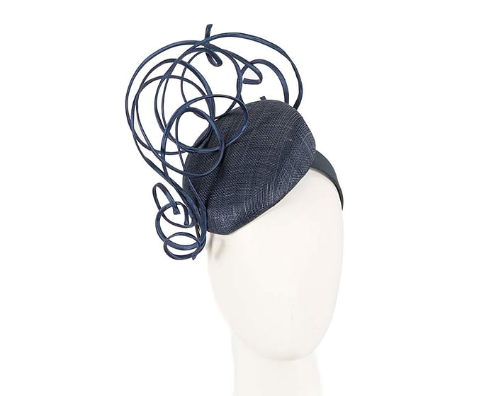 Bespoke navy wire loops racing fascinator by Fillies Collection Fascinators.com.au