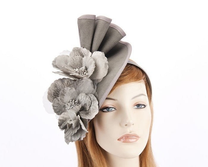 Grey Fillies Collection fascinator with flowers F591G Fascinators.com.au