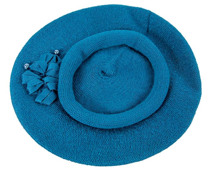 Classic warm blue wool beret. Made in Europe Fascinators.com.au