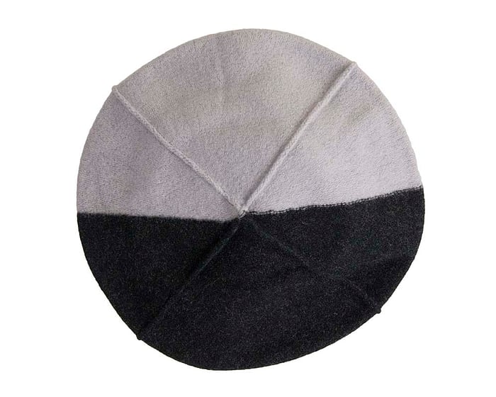 Warm grey and black woolen European Made beret Fascinators.com.au
