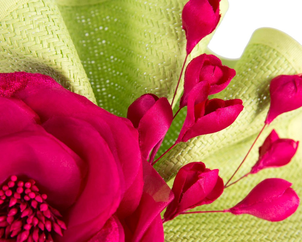 Tall lime & fuchsia fascinator with flower by Fillies Collection - Fascinators.com.au Tall lime & fuchsia fascinator with flower by Fillies Collection - Image 3