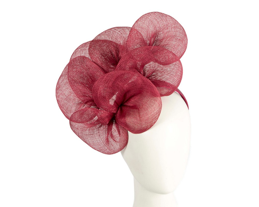 Large wine-colored sinamay flower fascinator by Max Alexander - Hats From OZ