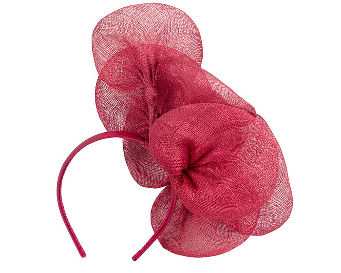 Large wine-colored sinamay flower fascinator by Max Alexander - Image 4