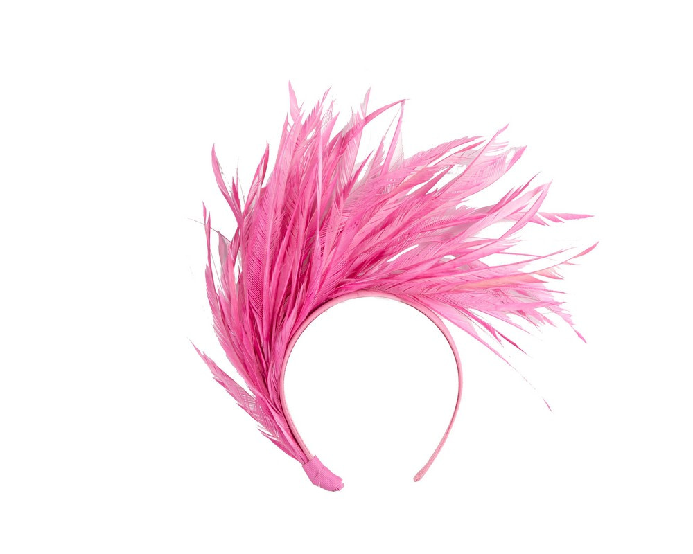 Exclusive fuchsia feather fascinator headband by Max Alexander - Hats From OZ Exclusive fuchsia feather fascinator headband by Max Alexander - Image 2