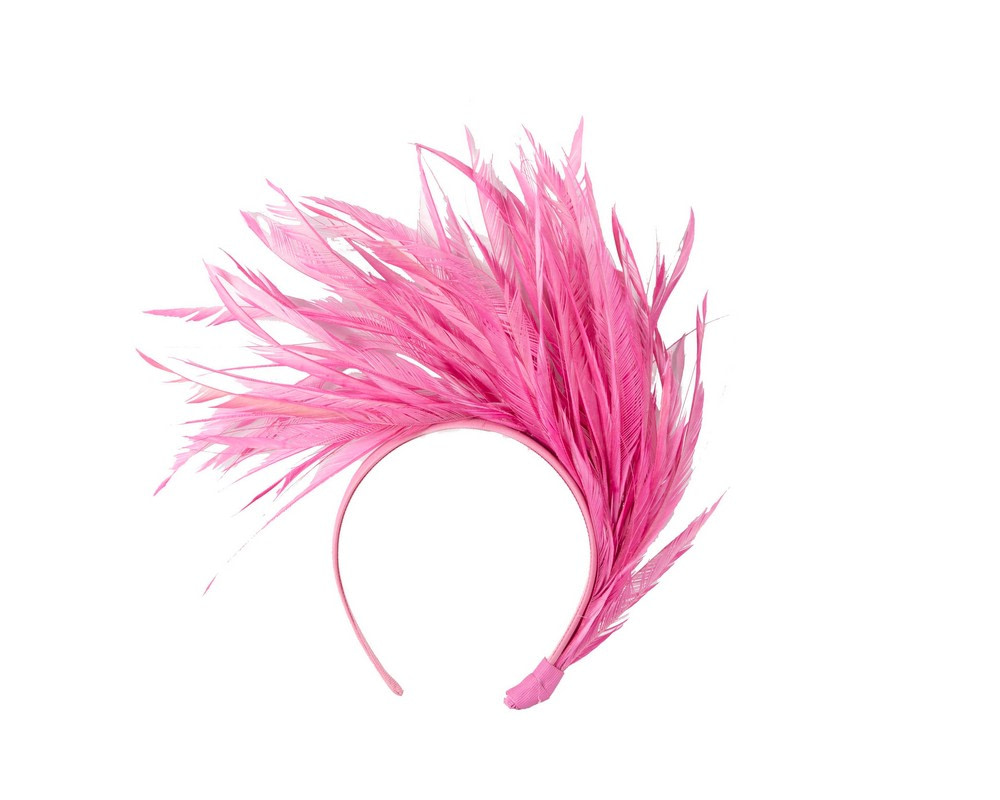 Exclusive fuchsia feather fascinator headband by Max Alexander - Hats From OZ Exclusive fuchsia feather fascinator headband by Max Alexander - Image 3
