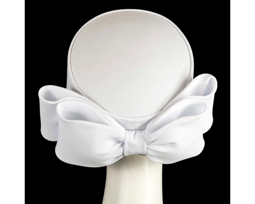 Exclusive large white pillbox hat by Cupids Millinery - Hats From OZ