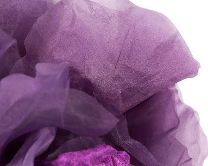 Large purple silk flower fascinator by Fillies Collection - Image 3