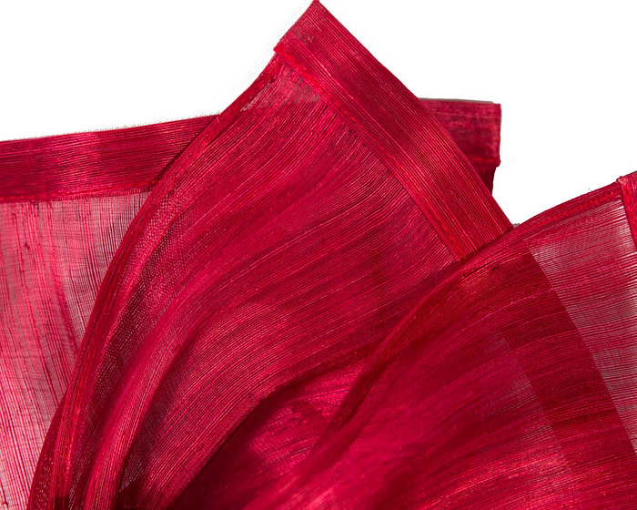 Bespoke red silk abaca racing fascinator by Fillies Collection - Image 3