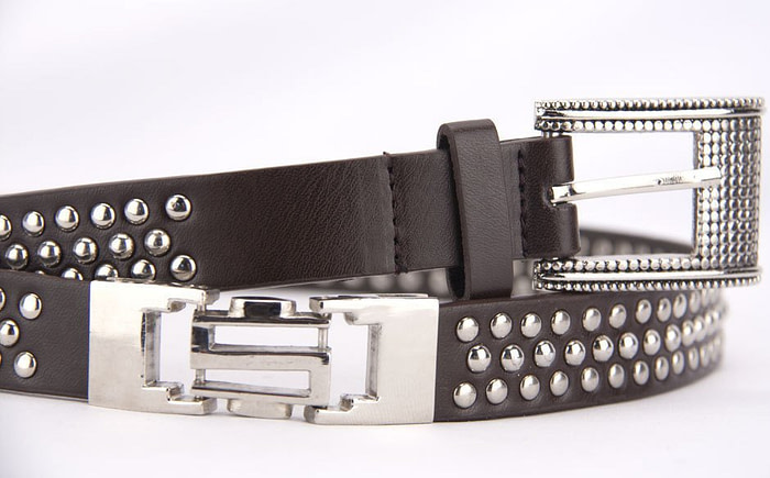 White or Brown ladies leather belt LS-2068