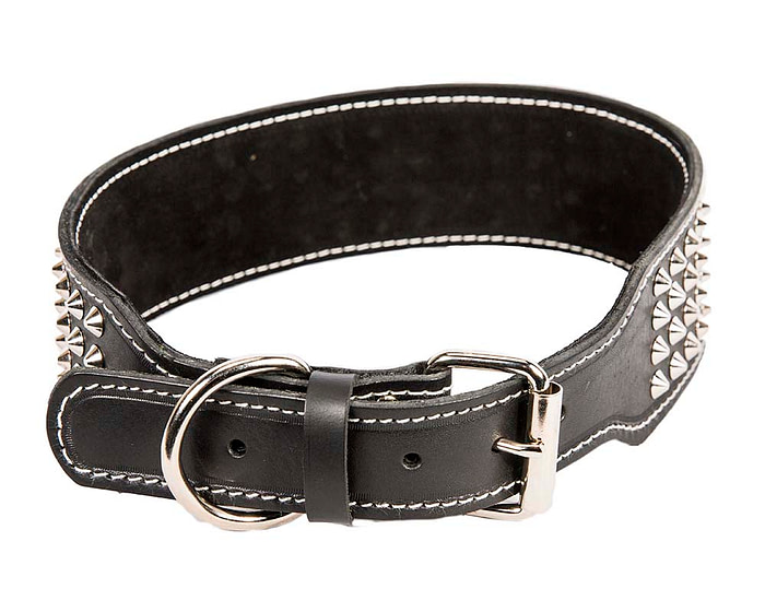 Genuine leather dog collar with 4 rows of studs - Image 5