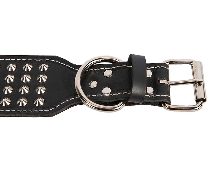 Genuine leather dog collar with 4 rows of studs - Image 2