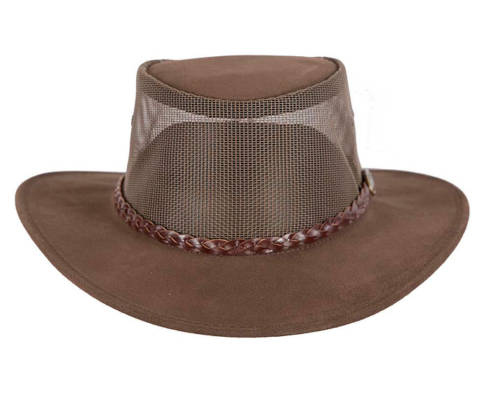 Dark Brown Suede Leather Australian Cooler hat by Jacaru - Image 5