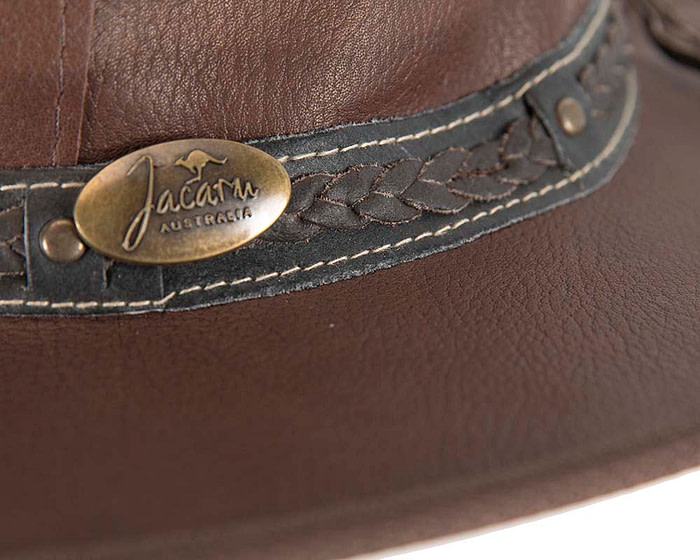 Chocolate Kangaroo Leather Australian hat by Jacaru - Image 6