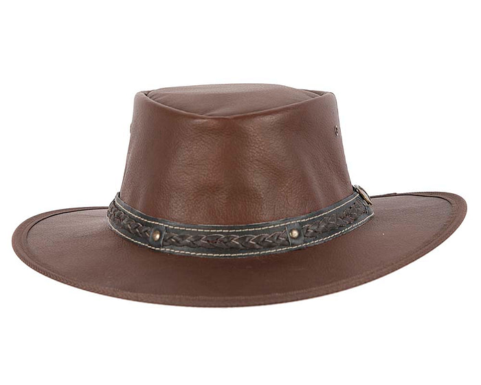 Chocolate Kangaroo Leather Australian hat by Jacaru - Image 5