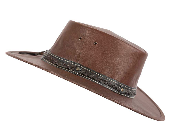 Chocolate Kangaroo Leather Australian hat by Jacaru - Image 3