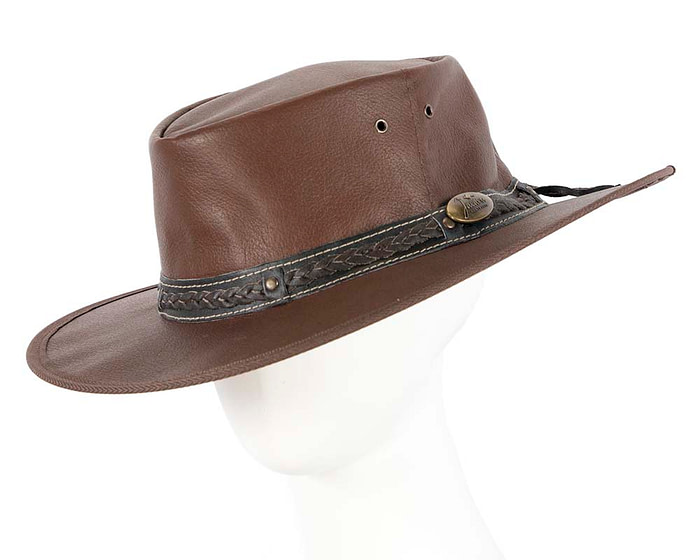 Chocolate Kangaroo Leather Australian hat by Jacaru