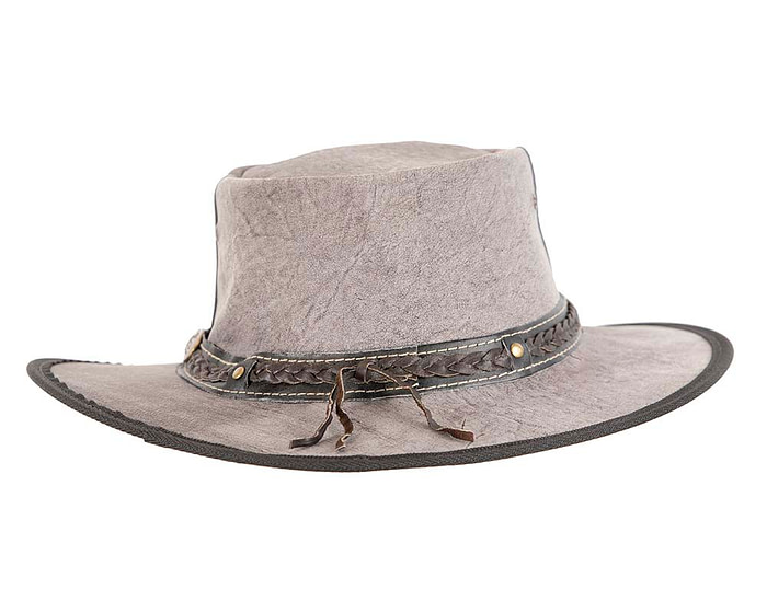 Grey Stonewash Kangaroo Leather Australian hat by Jacaru - Image 7