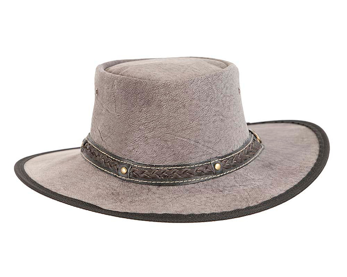 Grey Stonewash Kangaroo Leather Australian hat by Jacaru - Image 5