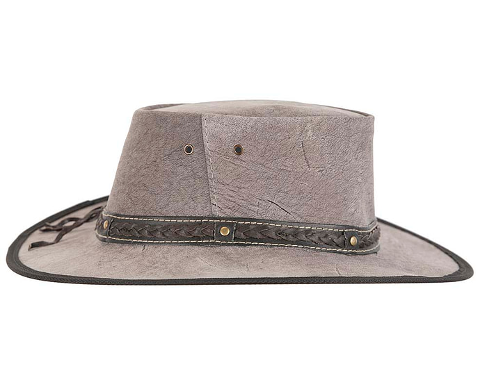 Grey Stonewash Kangaroo Leather Australian hat by Jacaru - Image 3