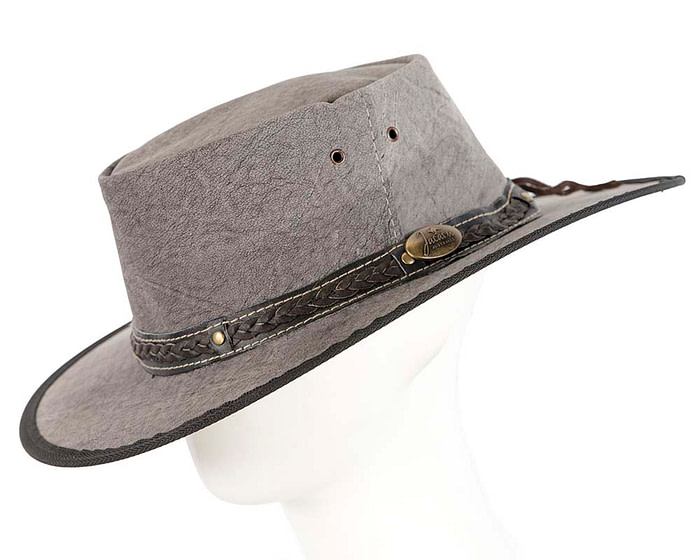 Grey Stonewash Kangaroo Leather Australian hat by Jacaru