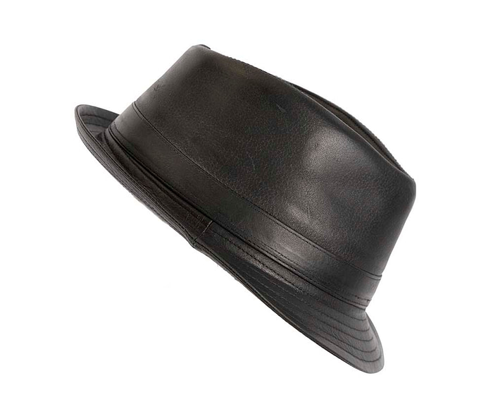 Black Kangaroo Leather Trilby Hat - Image 3