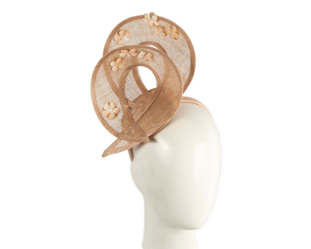 Exquisite nude sinamay fascinator by Max Alexander - Hats From OZ
