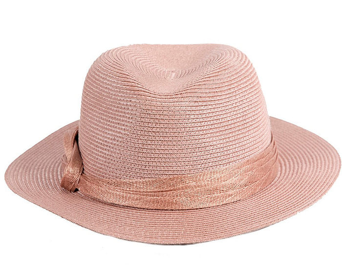 Soft taupe unisex braid fedora hat - Image 4