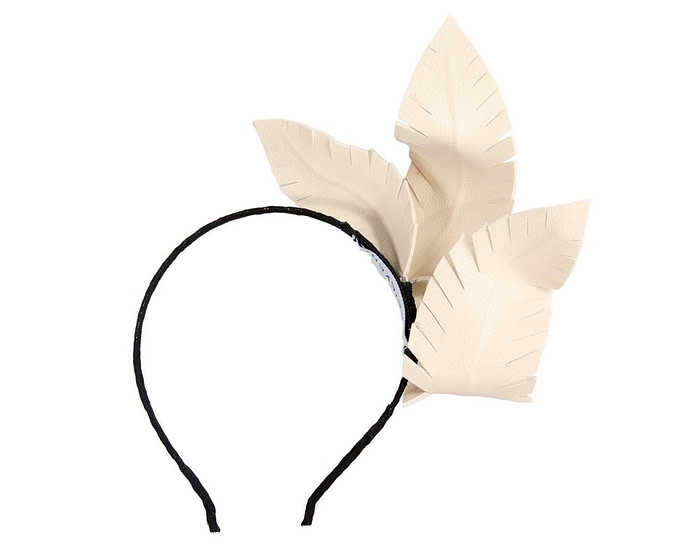 Cream leather flower headband fascinator by BELIEVERA - Image 4
