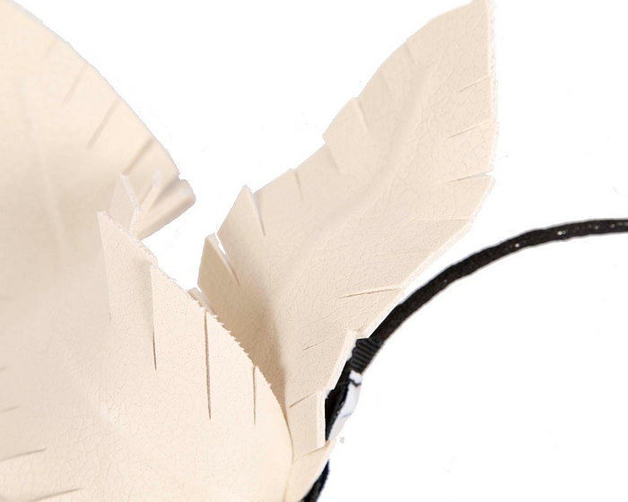 Cream leather flower headband fascinator by BELIEVERA - Image 3