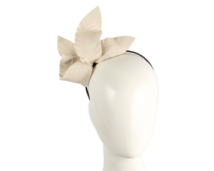 Cream leather flower headband fascinator by BELIEVERA