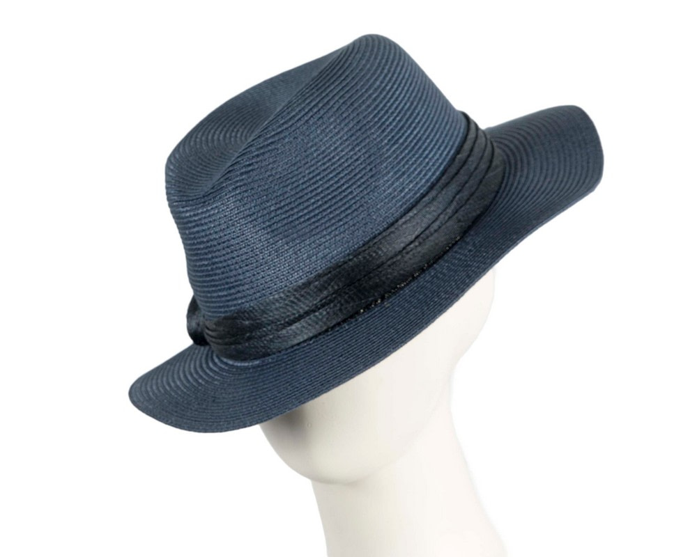 Soft navy unisex braid fedora hat - Hats From OZ