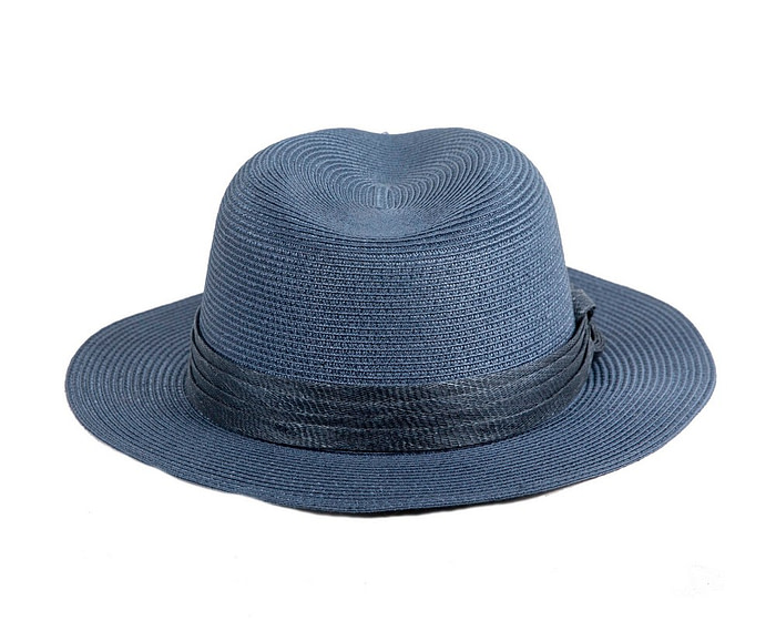 Soft navy unisex braid fedora hat - Image 6