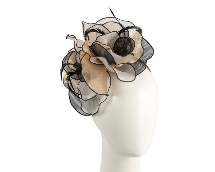 Nude and black organza fascinator by Max Alexander